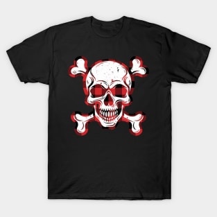 Skull and Crossbones | Jolly Roger | Pirate Flag | Deaths Head | Black and White | Skulls and Skeletons | Vintage Skulls | T-Shirt